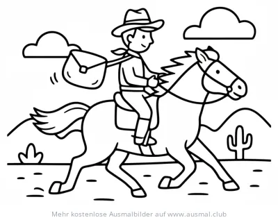 Pony Express Reiter auf Pferd Ausmalbild