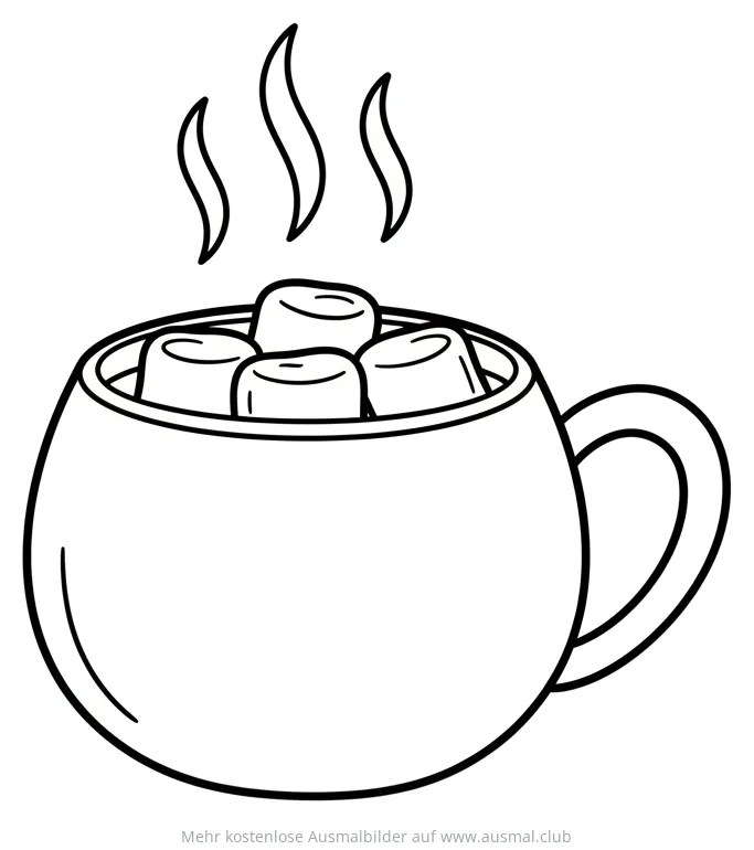 Tasse Kakao mit Marshmallows Ausmalbild
