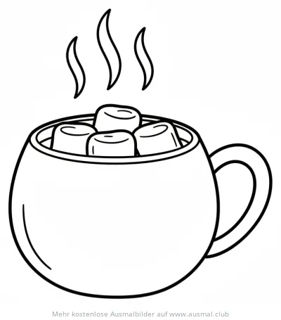 Tasse Kakao mit Marshmallows Ausmalbild