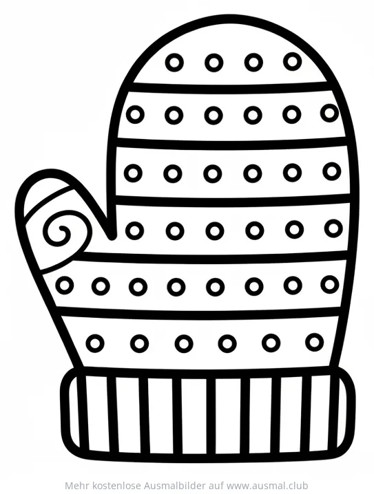 Handschuh Ausmalbild mit Streifen und Kreisen