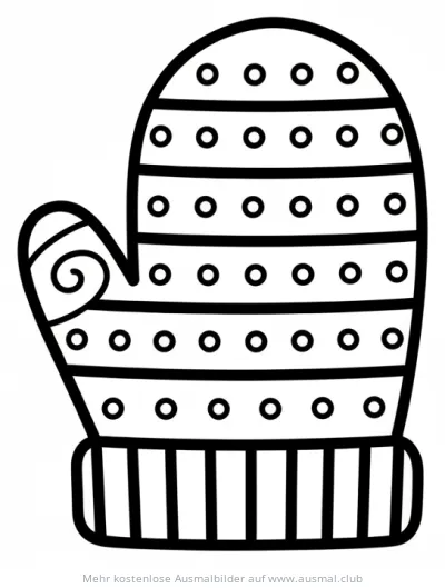 Handschuh Ausmalbild mit Streifen und Kreisen