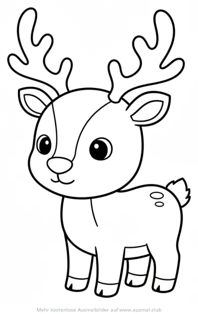 Freundliches Rentier Ausmalbild im Comic-Stil