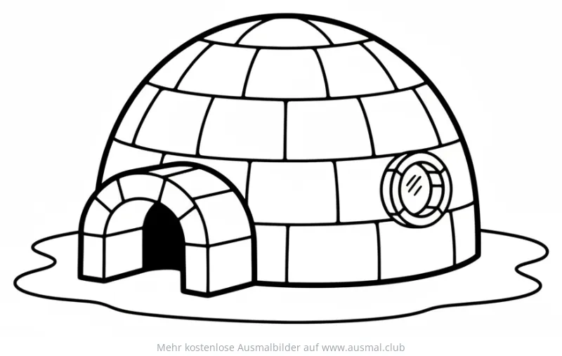 Iglu Ausmalbild mit Fenster und Eingang