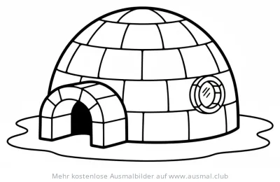 Iglu Ausmalbild mit Fenster und Eingang