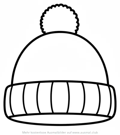 Mütze Ausmalbild mit Bommel