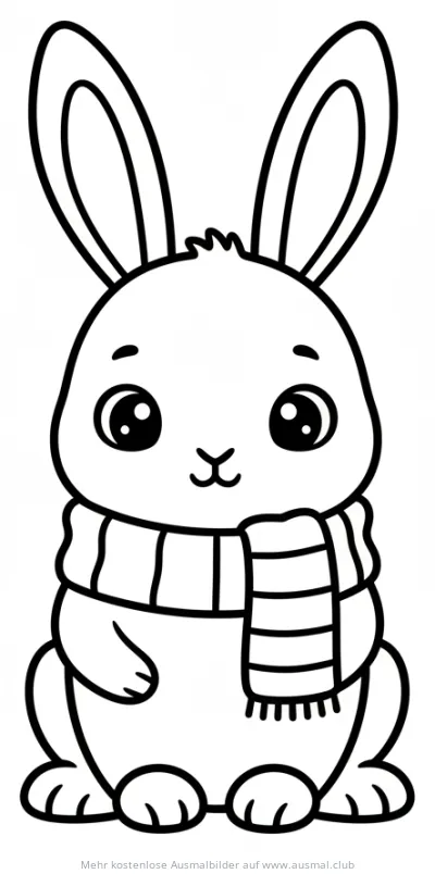Winterhase mit Schal Ausmalbild