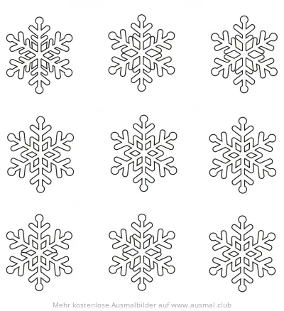 Neun Schneeflocken Ausmalbild
