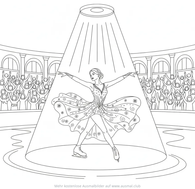 Eiskunstläuferin im Rampenlicht Ausmalbild