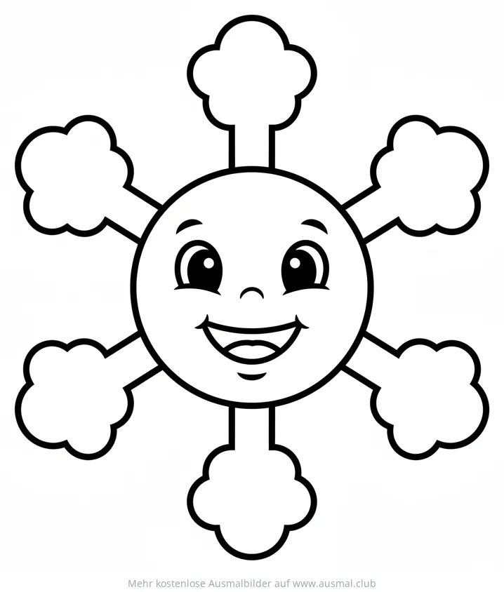 Freundliche Schneeflocke mit Gesicht Ausmalbild