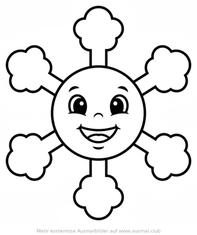 Freundliche Schneeflocke mit Gesicht Ausmalbild