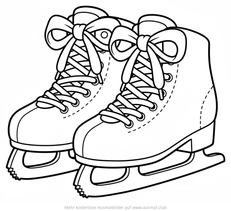 Schlittschuhe mit Schleifen Ausmalbild