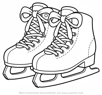 Schlittschuhe mit Schleifen Ausmalbild