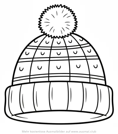 Wintermütze Ausmalbild mit Bommel