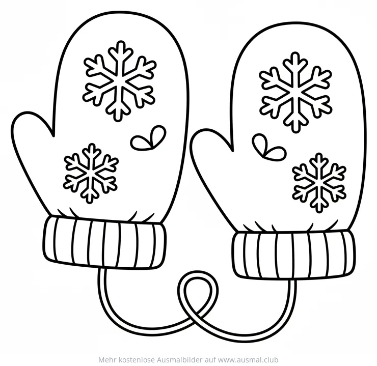 Winterhandschuhe mit Schneeflocken Ausmalbild