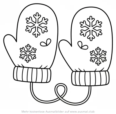 Winterhandschuhe mit Schneeflocken Ausmalbild