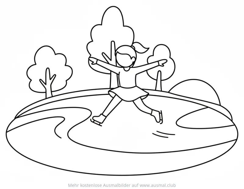 Eiskunstläuferin auf Eisfläche Ausmalbild