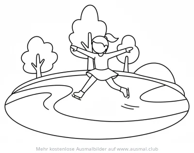 Eiskunstläuferin auf Eisfläche Ausmalbild