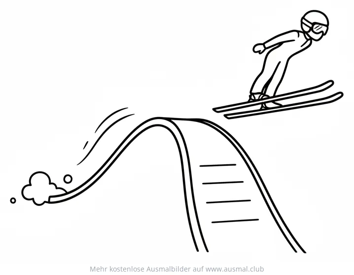 Skispringer springt von Schanze Ausmalbild