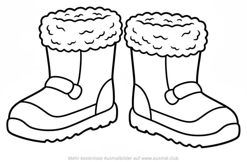 Winterstiefel Ausmalbild mit Fellrand