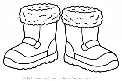 Winterstiefel Ausmalbild mit Fellrand