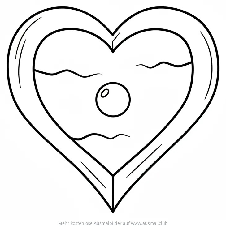Herz mit Perle und Wellen Ausmalbild