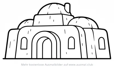 Eishotel Ausmalbild mit Kuppeln und Eingangsbogen