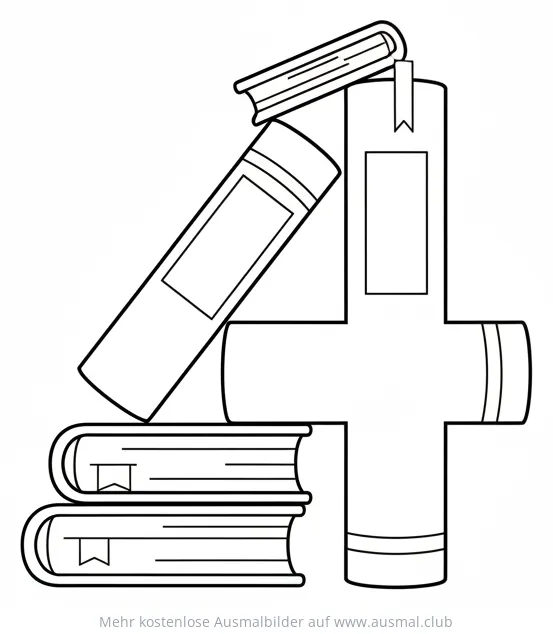 Bücherstapel Ziffer 4 Ausmalbild