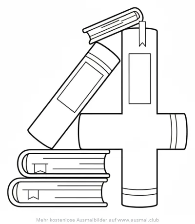 Bücherstapel Ziffer 4 Ausmalbild