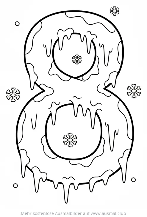 Eiszapfen als Zahl Acht Ausmalbild