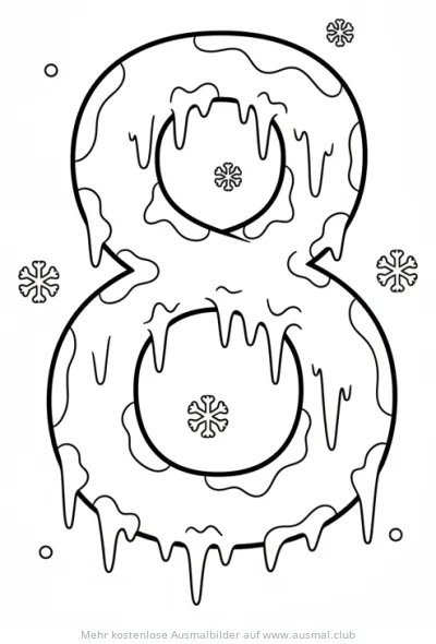 Eiszapfen als Zahl Acht Ausmalbild