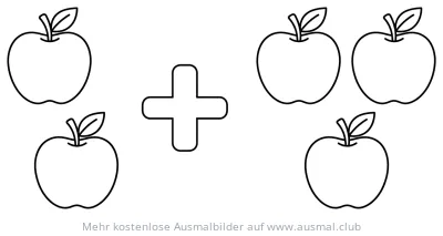 Pluszeichen mit Äpfeln Ausmalbild