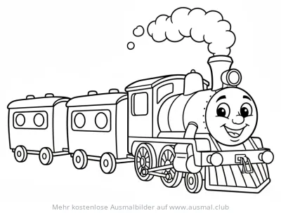Dampflokomotive mit Waggons Ausmalbild