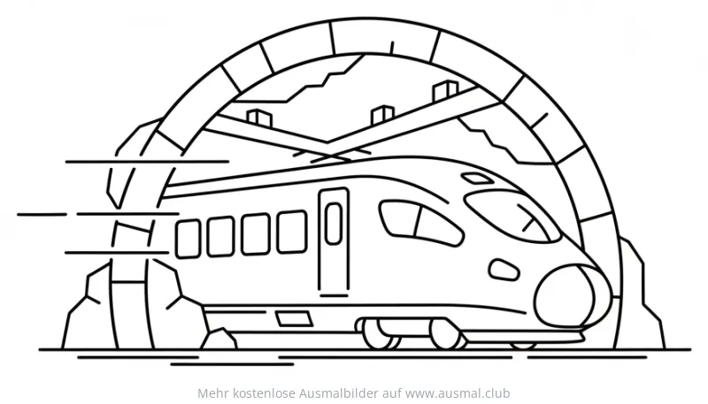 ICE 3 fährt aus einem Tunnel Ausmalbild
