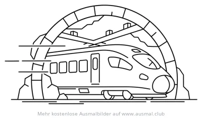 ICE 3 fährt aus einem Tunnel Ausmalbild