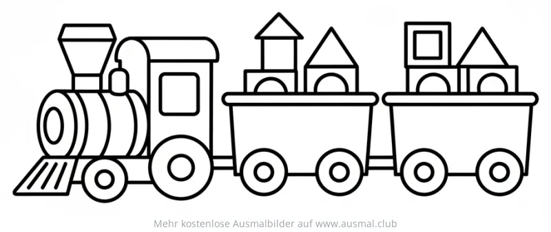 Spielzeug Zug mit Bauklötzen Ausmalbild