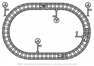 Gleisplan mit Weichen und Signalen Ausmalbild