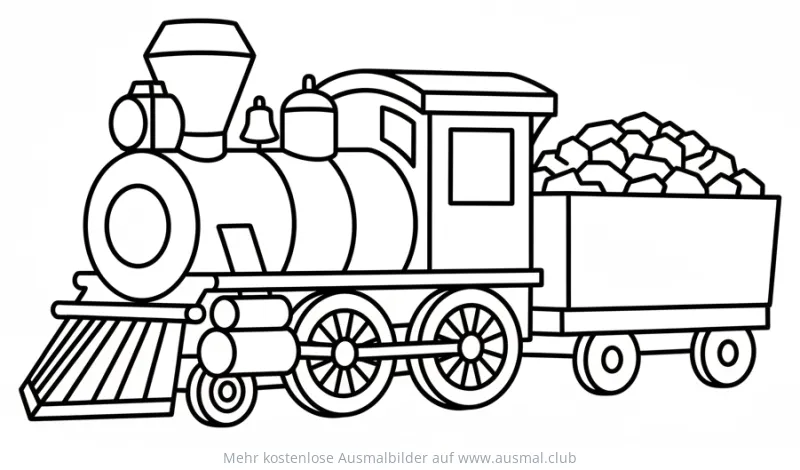 Zug mit Kohlewagen Ausmalbild