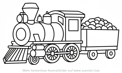 Zug mit Kohlewagen Ausmalbild