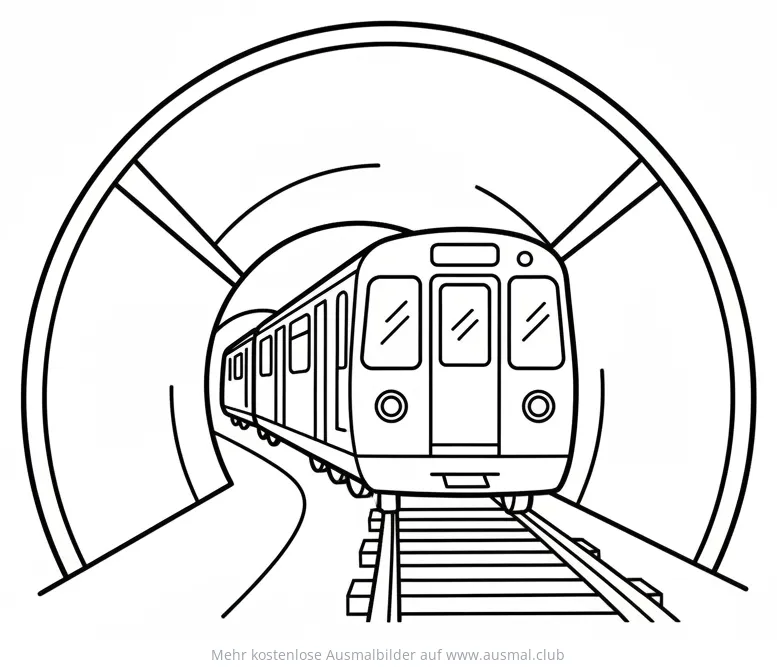 U-Bahn im Tunnel Ausmalbild