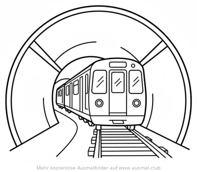U-Bahn im Tunnel Ausmalbild