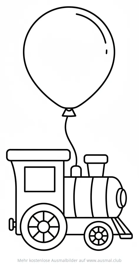 Zug mit Ballon Ausmalbild