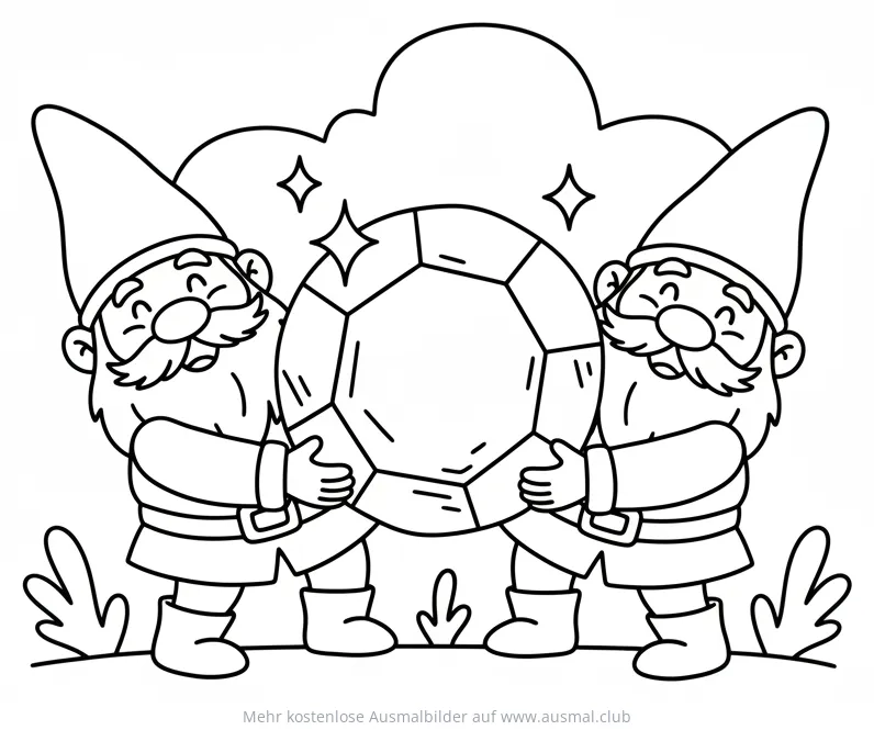 Zwei Zwerge tragen gemeinsam einen großen Edelstein Ausmalbild