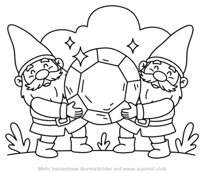 Zwei Zwerge tragen gemeinsam einen großen Edelstein Ausmalbild